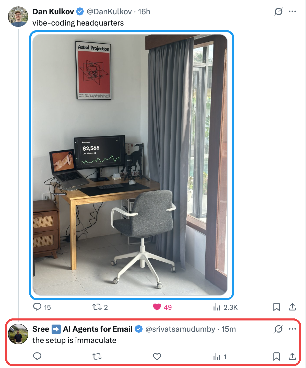 Offhand reply about the photo in the post